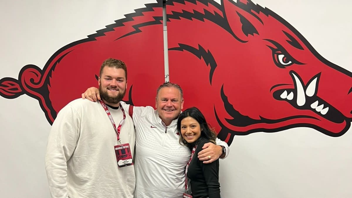 Offensive lineman Josh Braun with coach Sam Pittman
